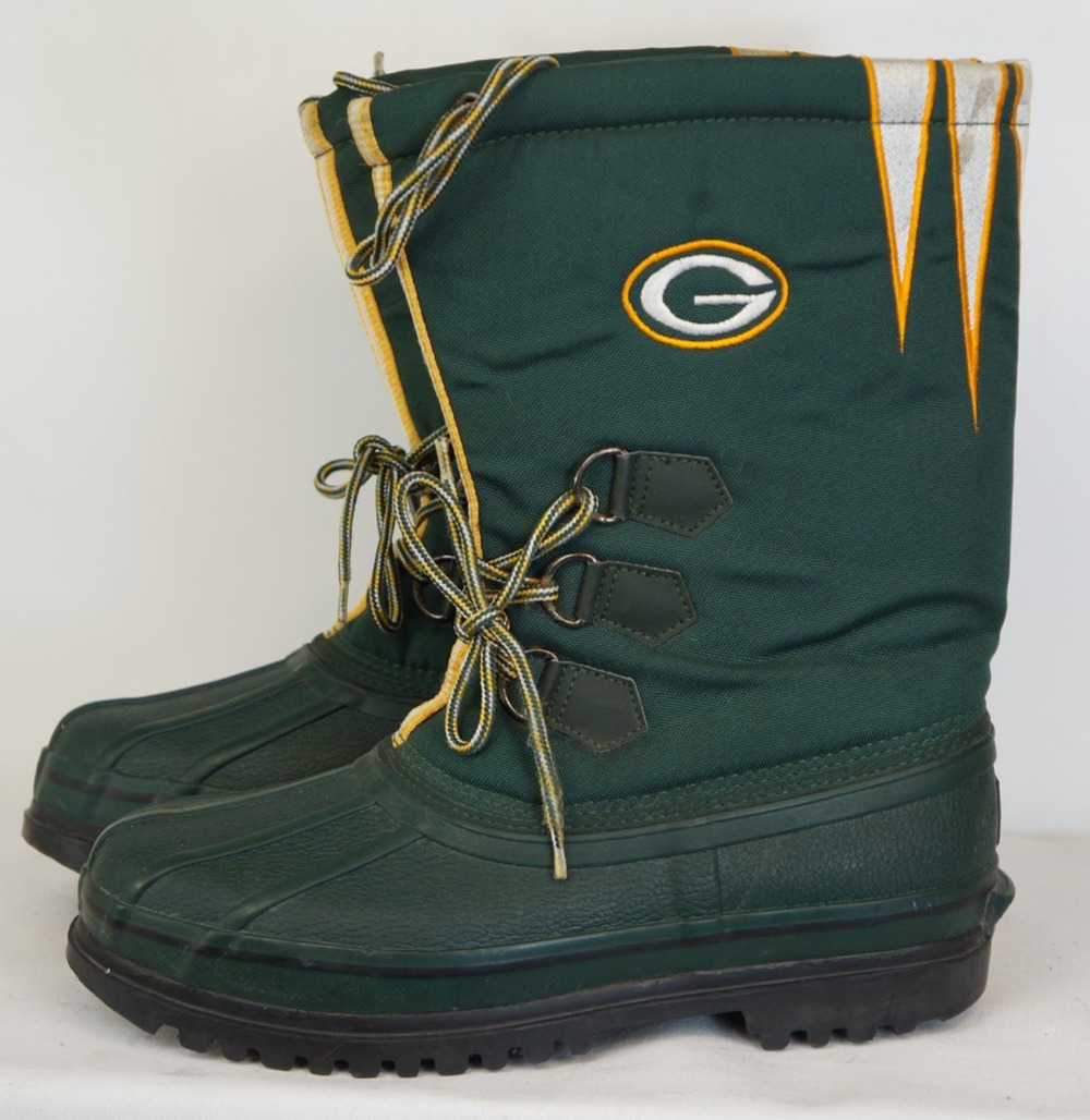 Vintage 90s Green Bay Packers NFL Men's Snow Boots Duck Winter Size 10 Rare